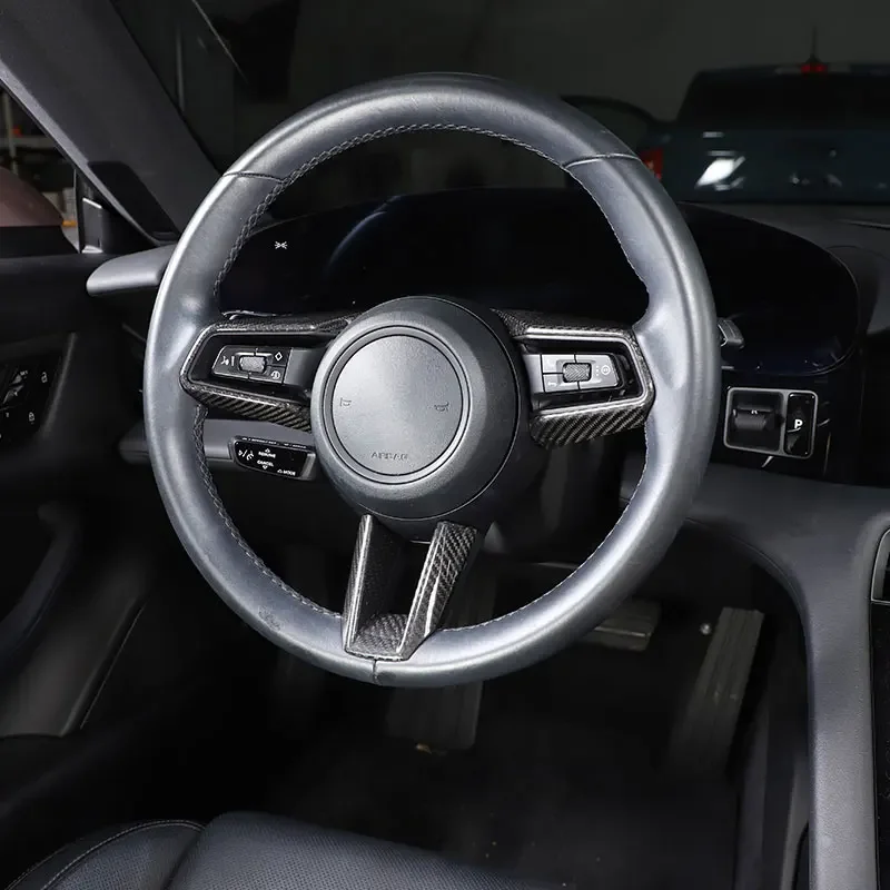 لبورشه باناميرا 2021-2023 ريال ألياف الكربون عجلة توجيه سيارة غطاء إطاري الكسوة الداخلية اكسسوارات السيارات