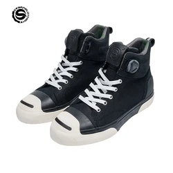 Star Field Knight-Chaussures d'équitation de moto rétro noires, Bottes de course de motocross, Confortables, Respirantes, Protection dure, Résistantes à l'usure