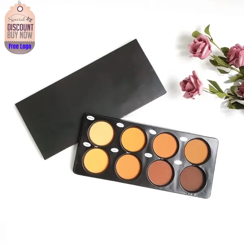 Private Label 8-colors Concealer Pressed Powder Oil-Control Matte Waterproof Smooth Finishing Pressed Powder Brighten Makeup