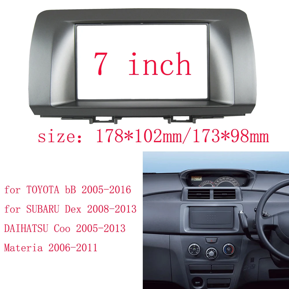 

Double 2 Din Fascia for TOYOTA Bb Subaru Dex DAIHATSU Coo Materia Radio Stereo Panel Dash Mount Install Trim Kit Refitting Frame