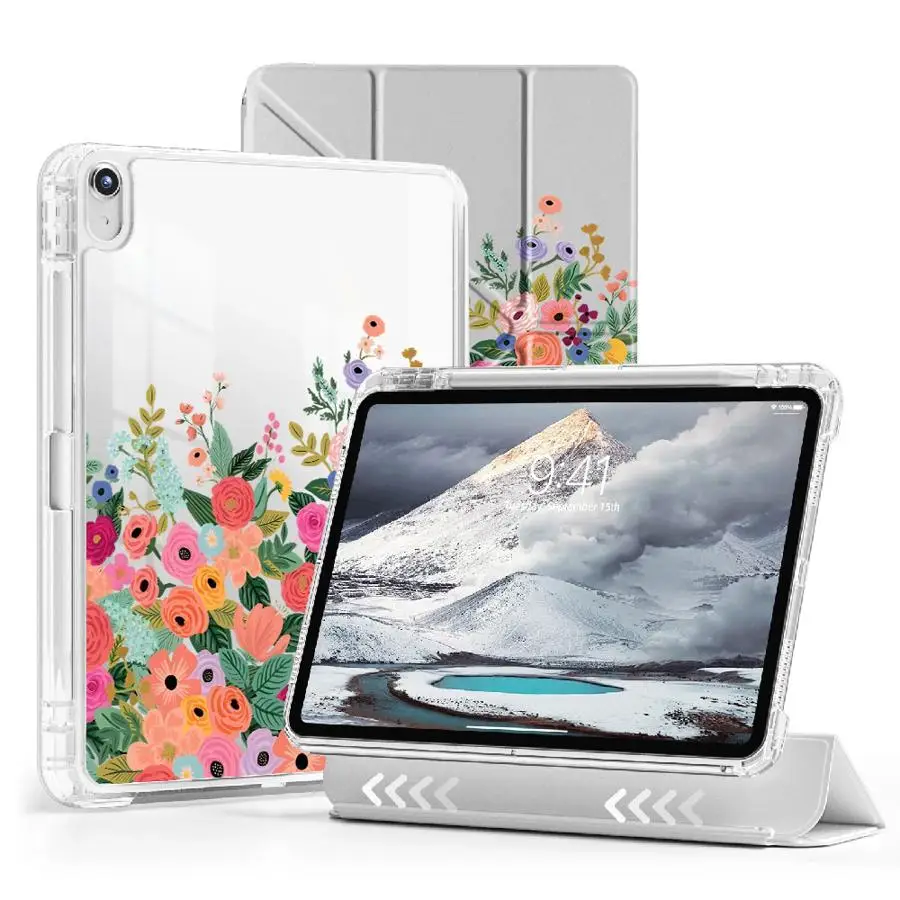 

Чехол для планшета с мультяшным цветочным рисунком для iPad Pro 2025 Air 4 5 M3 M2 M4 11 дюймов 11-го 10-го 9-го 8-го 7-го поколений 12.9 дюймов Mini 6 7 с держателем