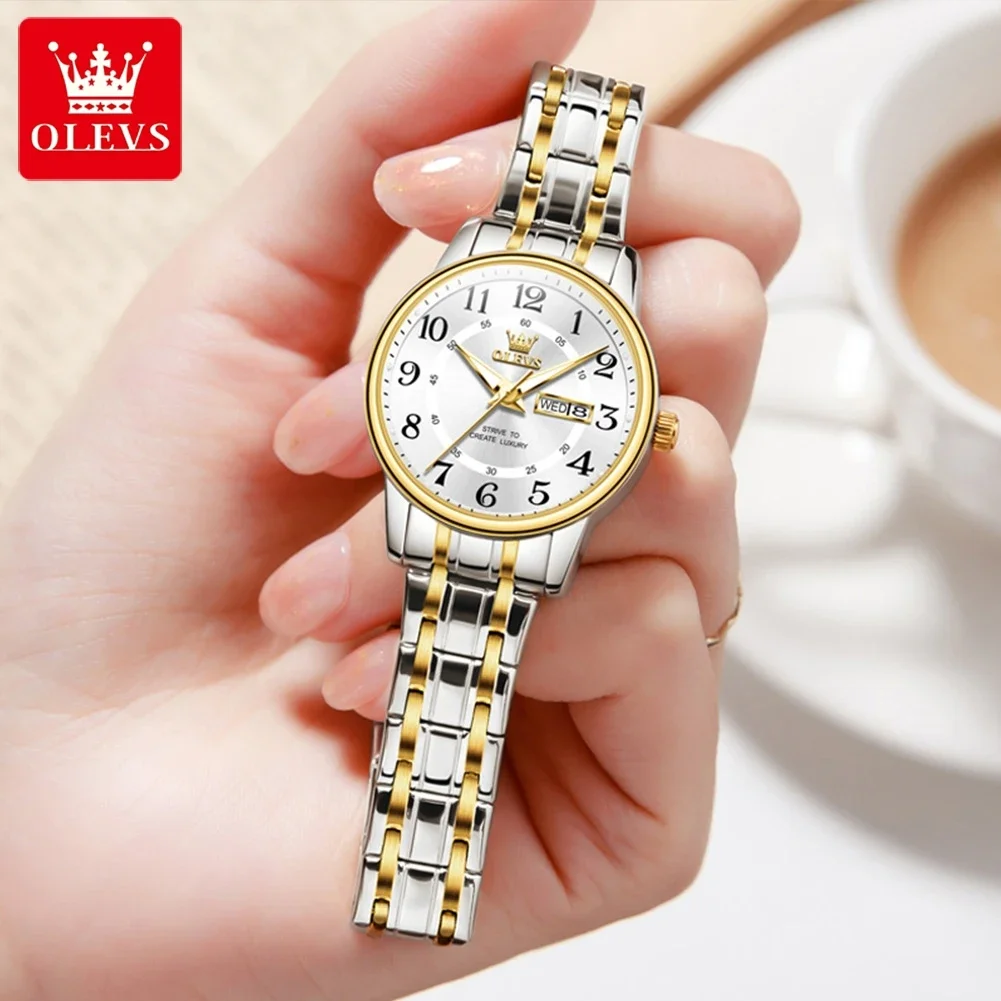 

OLEVS 2891 Quartz Watch For Women Business Calendar Steel Strap Luminous Waterproof Ladies Wristwatch free shipping watches