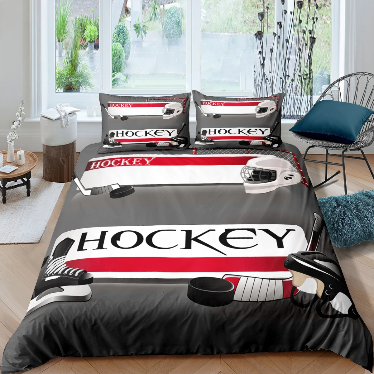

Home Living Luxury 3D Ice Hockey Equipment Bedding Set Duvet Cover Pillowcase Kids Bedding Set Queen and King EU/US/AU/UK Size