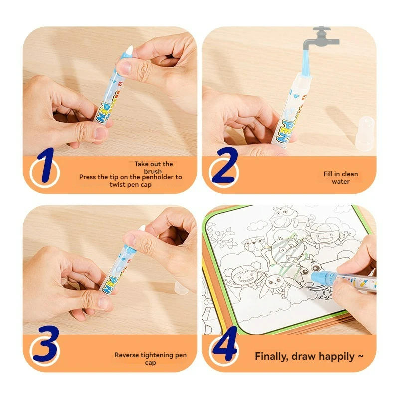 Livro de desenho aquático de quebra-cabeça infantil, graffiti repetido, livro de desenho aquático, quebra-cabeça do bebê pode ser lavado com livro de desenho de água