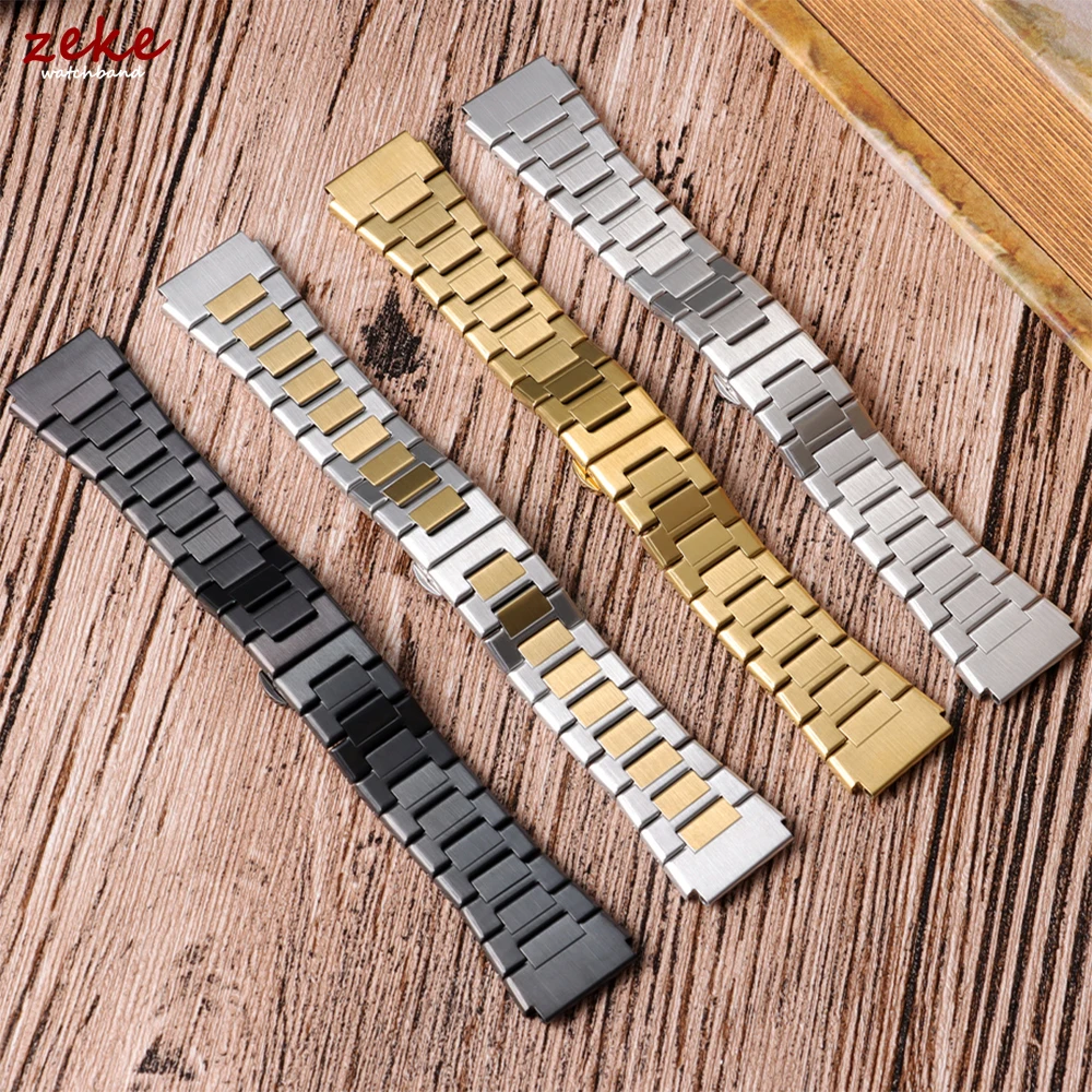 22mm Silber Gold Schwarz Edelstahl Uhrenarmband mit Schmetterlingsverschluss Herren Schnellwechsel-Ersatzarmband für Smartwatch