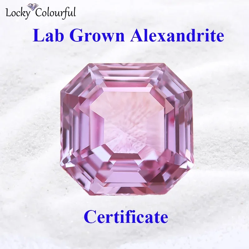 

Lab Grown Alexandrite Stone Purple Color Asscher Shape Charms Beads for Diy Jewelry Making Materials Selectable AGL Certificate