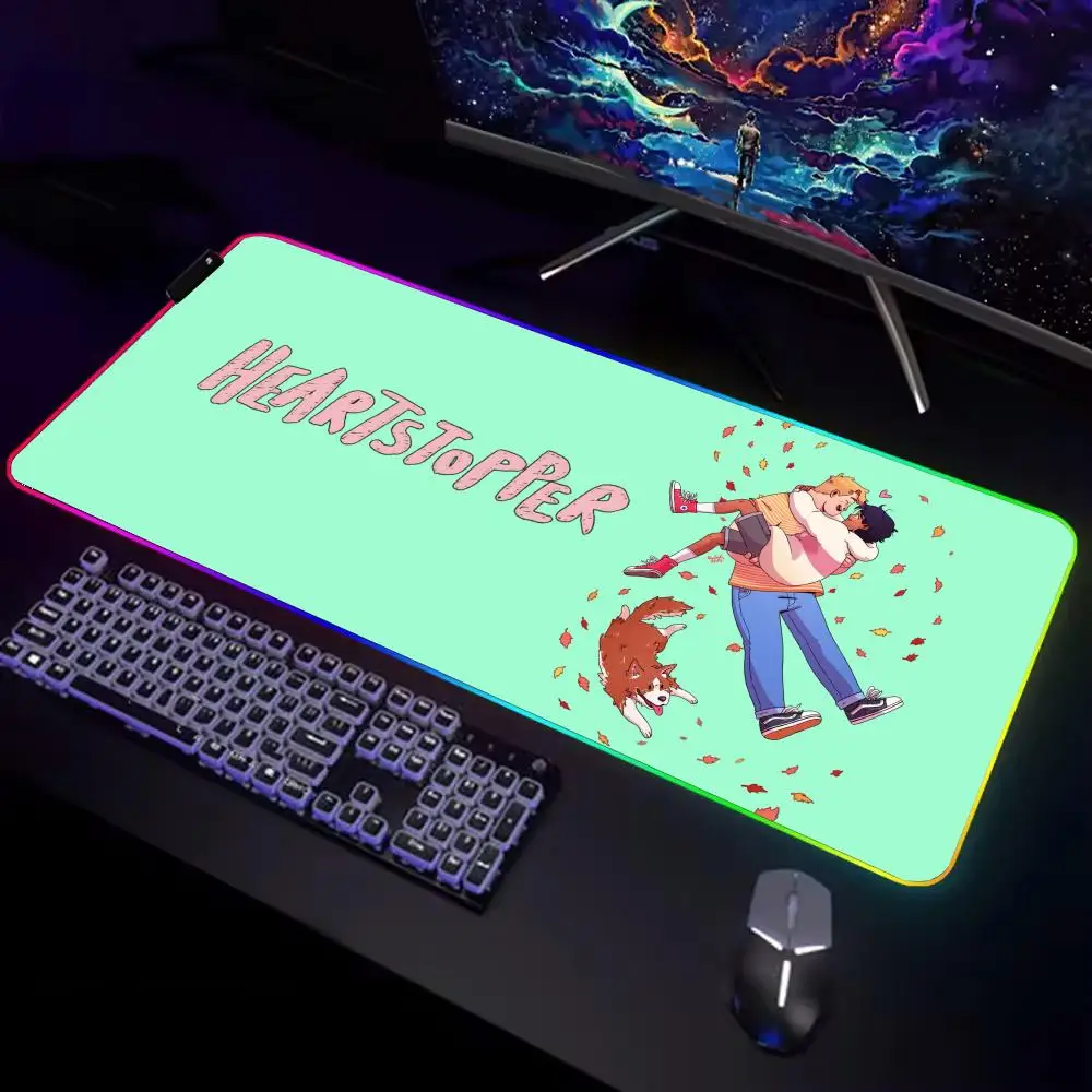 Heartstopper Mouse Mouse Pad Gamer Rgb Desk Mat Back Light Led Mouse  Setup Gaming Accessories Deskmat Big Mousepepad Backlight