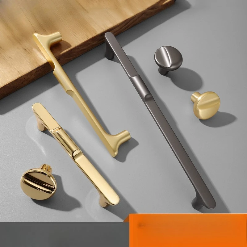 Golden Cabinet Handles Luxury Wardrobe Drawer Pulls Modern Minimalist Kitchen American Style Furniture