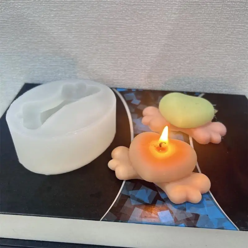 

97BA Heart Wing Silicone Molds Silicone Soap Molds for Epoxy Resin Soap Chocolate Fondant Molds for Cake Candy