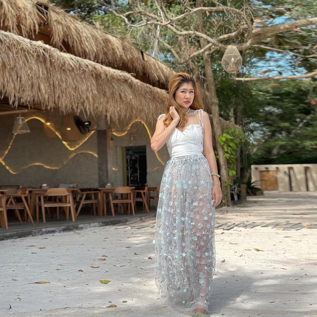 

Изящные летние юбки из тюля с 3D-цветочным декором, мятно-зеленые, из прозрачной сетки, в пол, с эластичной талией