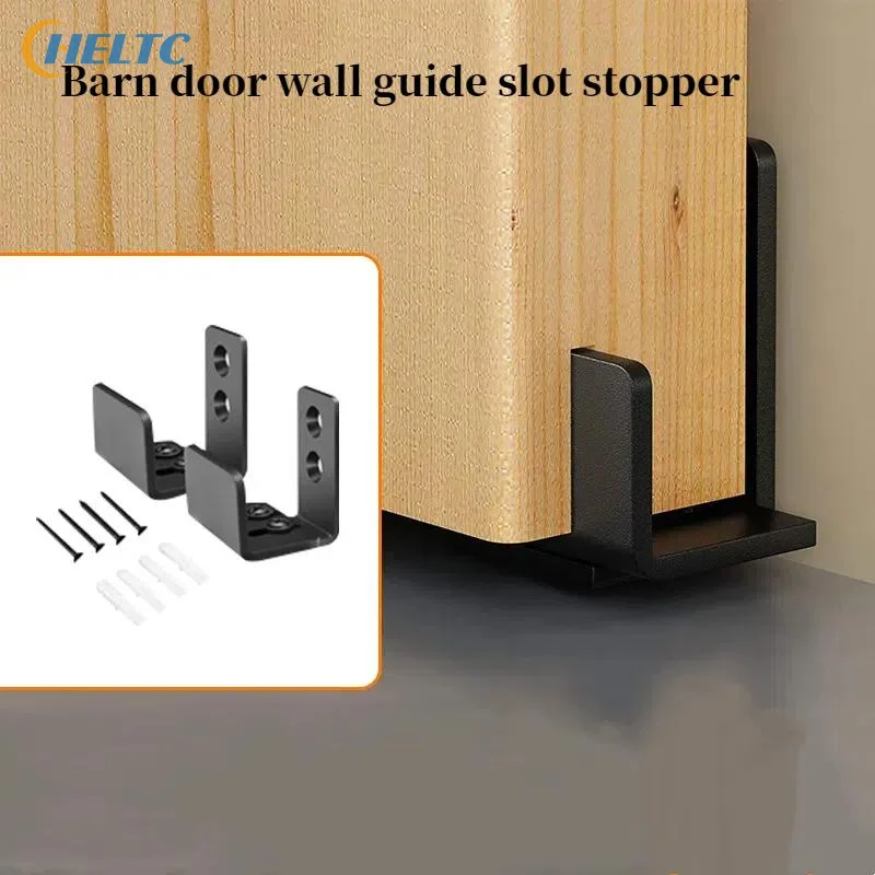 1 個黒スライド納屋ドア底床ガイドクリップ調整可能なユニバーサルドアガイドスロット付きスイングストップ