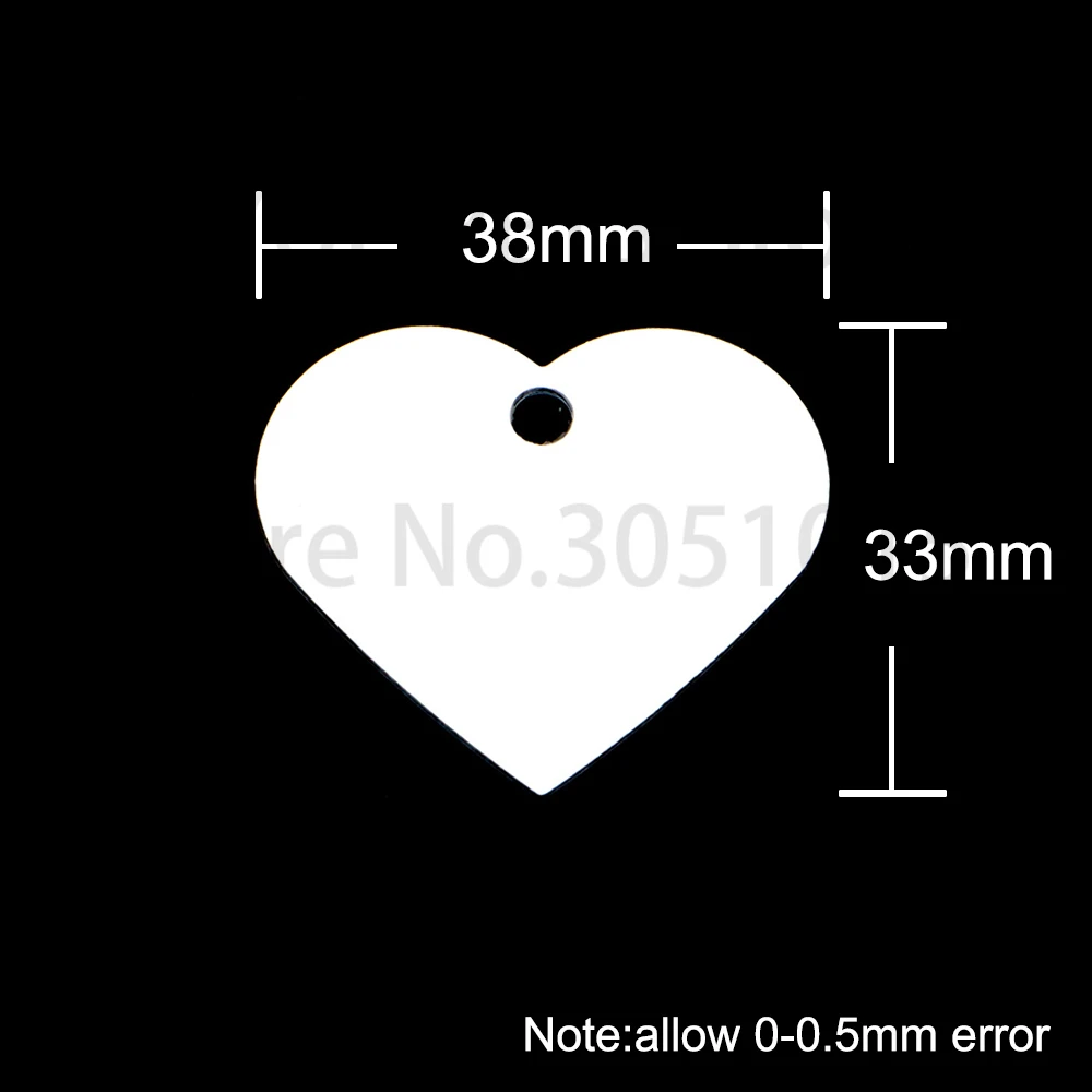 100PCS Aluminum Tag Custom Printing Personalized Picture Pet Pendant Love Shape Key Ring Accessories Pendant