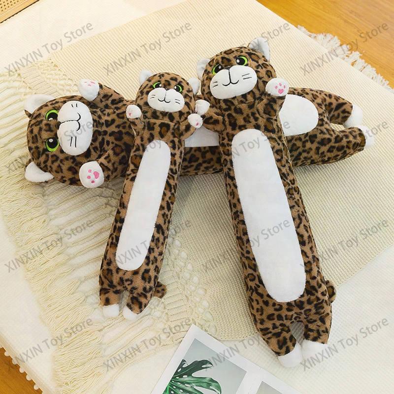 

110cm Kawaii Stuffed Doll Leopard Print Long Cat Plush Toy Cute Anime Style Pillow for Adults Kids Birthday Gift Stuffed Animal