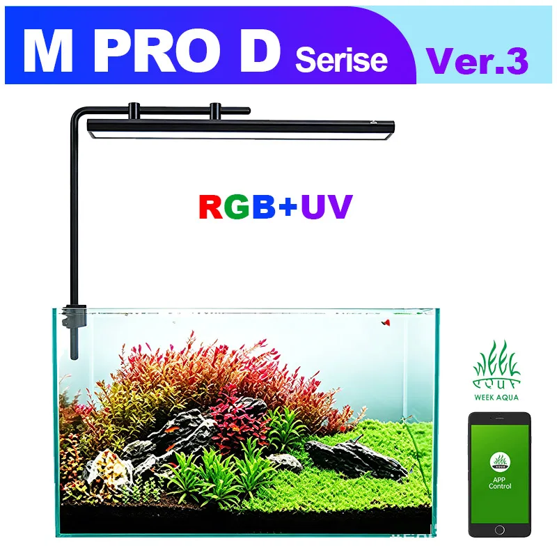 WEEK AQUA M Series M300 M400 M450 RGB UV Full Spectrum Aquascape Light Adjustable LED Aquarium Lights for Fish Tanks