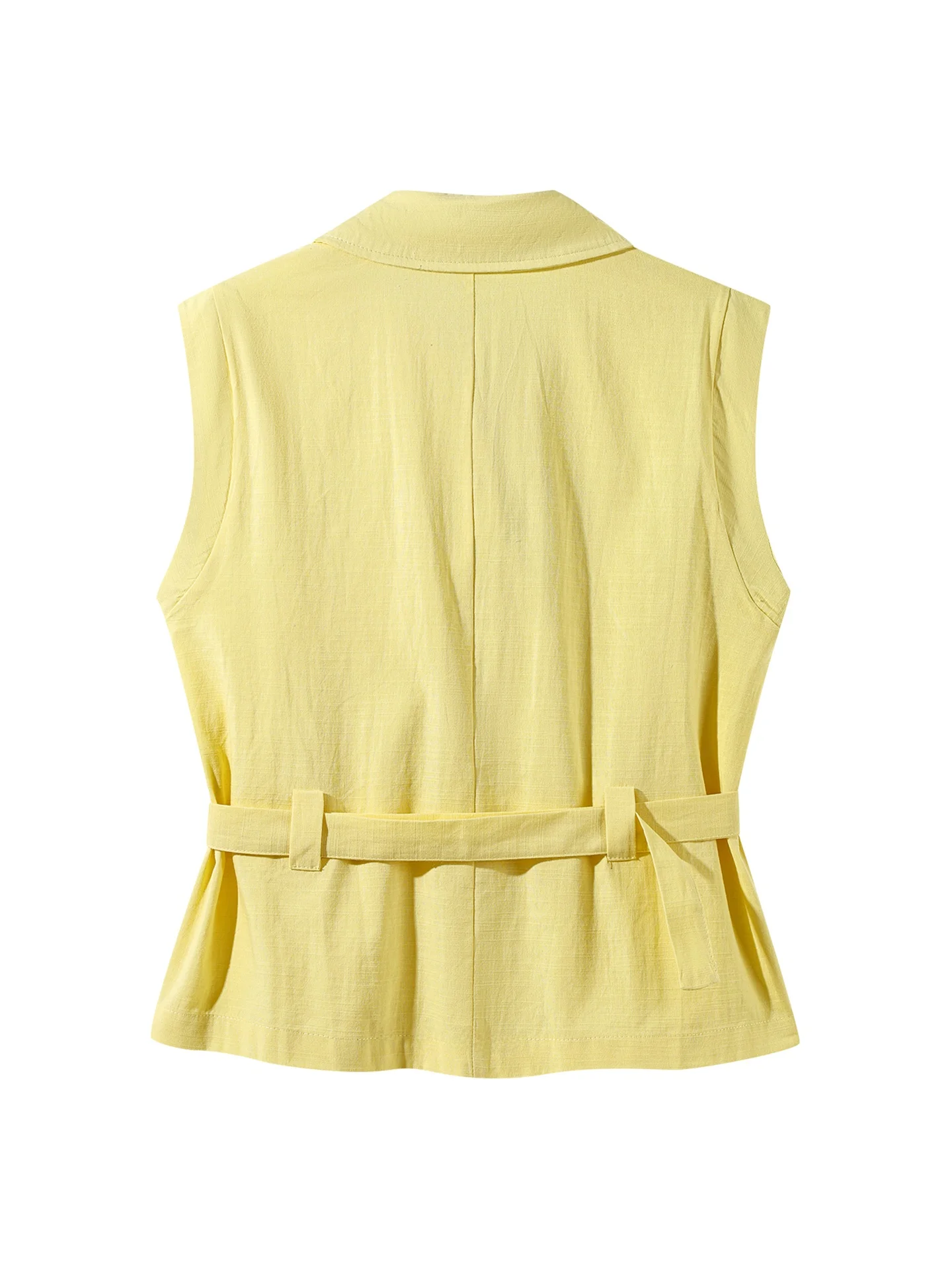 JiaGeLin Koreański Stylowy Prosty Top z Kołnierzykiem, Dopasowany w Talii, Wyszczuplający, na Lato dla Kobiet