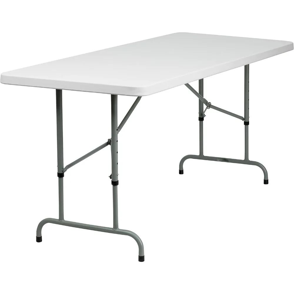 

Kathryn 6' Rectangular Adjustable Plastic Folding Event Table, Folding Portable Banquet Table for Indoor/Outdoor Events, White