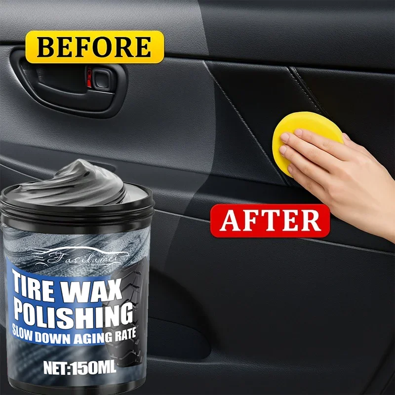 NEW150g compuesto de reparación de plástico para coche, cera para salpicadero, esmalte de brillo negro para neumáticos, crema para el cuidado del asiento del sofá, eliminador de arañazos, adecuado para
