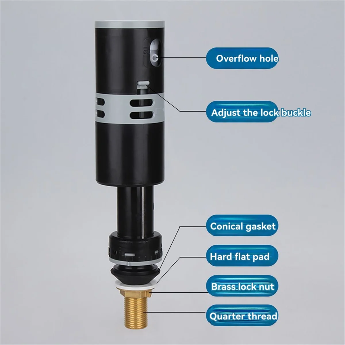 A002 High Performance Universal Toilet Fill Valve Replacement Kit - Quiet and Fast Fill, Easy to Install Brass