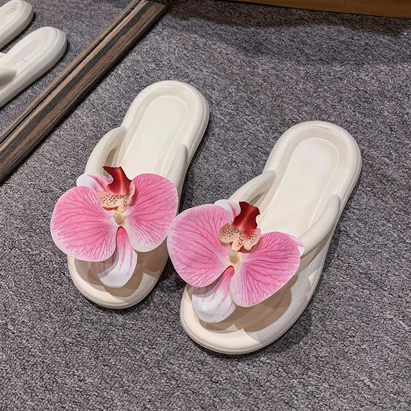 Summer women's flip flops beauty butterfly orchid sweet and cute multi-color slippers party outdoor vacation beach walking slipp