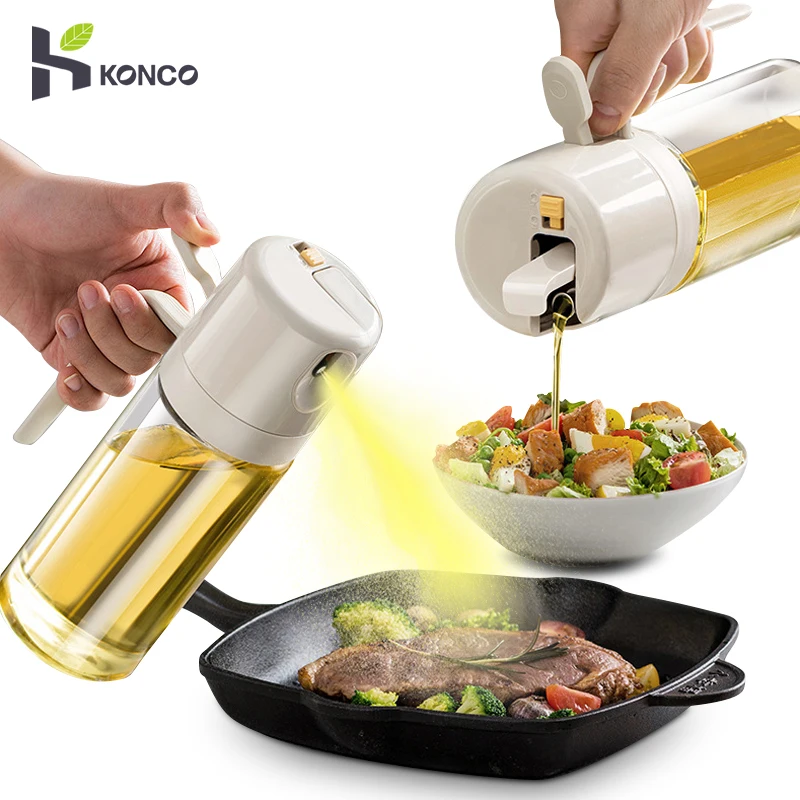 

2in1 Oil Sprayer Bottle 550ML Borosilicate Glass Spray Oil Dispenser BBQ Cooking Kitchen Baking Oil Mister Vinegar Bottle