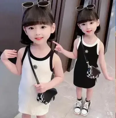 2024 summer new cotton baby girls vest dress children's suspenders girl sleeveless bottoming dresses