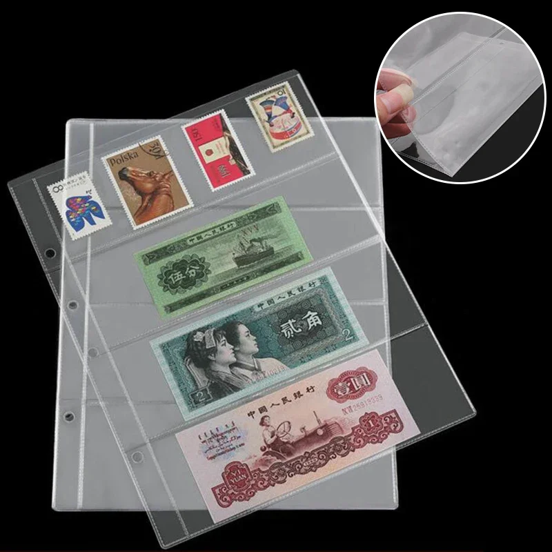3 Holes Portable Bill Protectors Collection Supplies 2/3/4 Slot Transparent Banknote Holder Stamp Collection Flipchart Holder