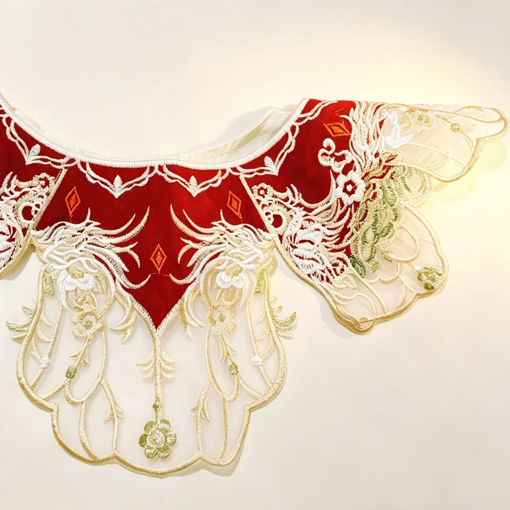 Kép 4: Bronzszínű organza embroidered yunjian Lecsavarható Csőbilincs – four-in-one ruyi Design, symbolizing Egyetemes Hangzás & Javak Jószerencse