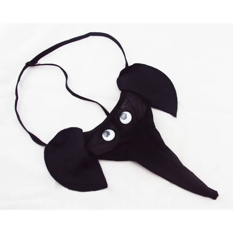 Roupa interior sexy masculina dos desenhos animados elefante tanga oco para fora malha t calças meia-noite apaixonada lingerie sexy
