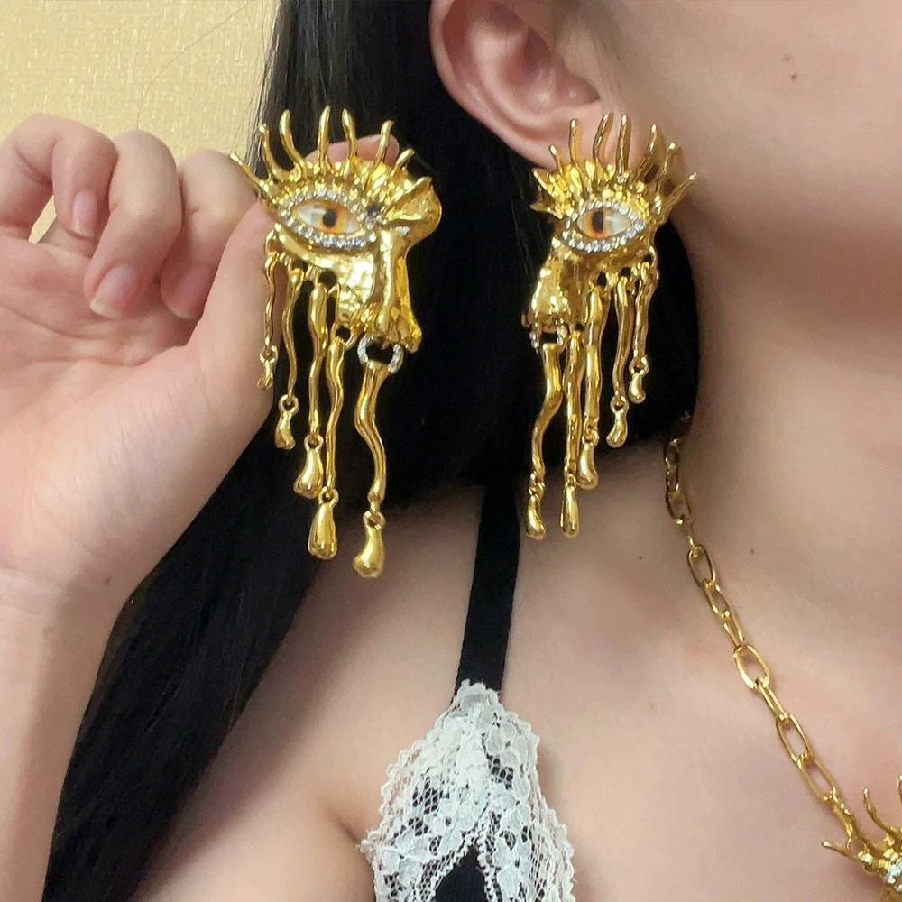 Evil Eye Cufflinks Women's Palace Style Retro Luxury Exaggerated Necklace Jewelry Fashion Earrings Brooch