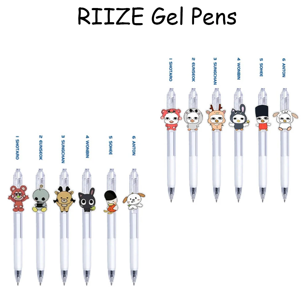 2Pcs/Set KPOP RIIZE Cartoon Gel Pens Sohee Eunseok Anton Wonbin Ball-Point Black Pen Student Office Stationery Boys Girls Gifts