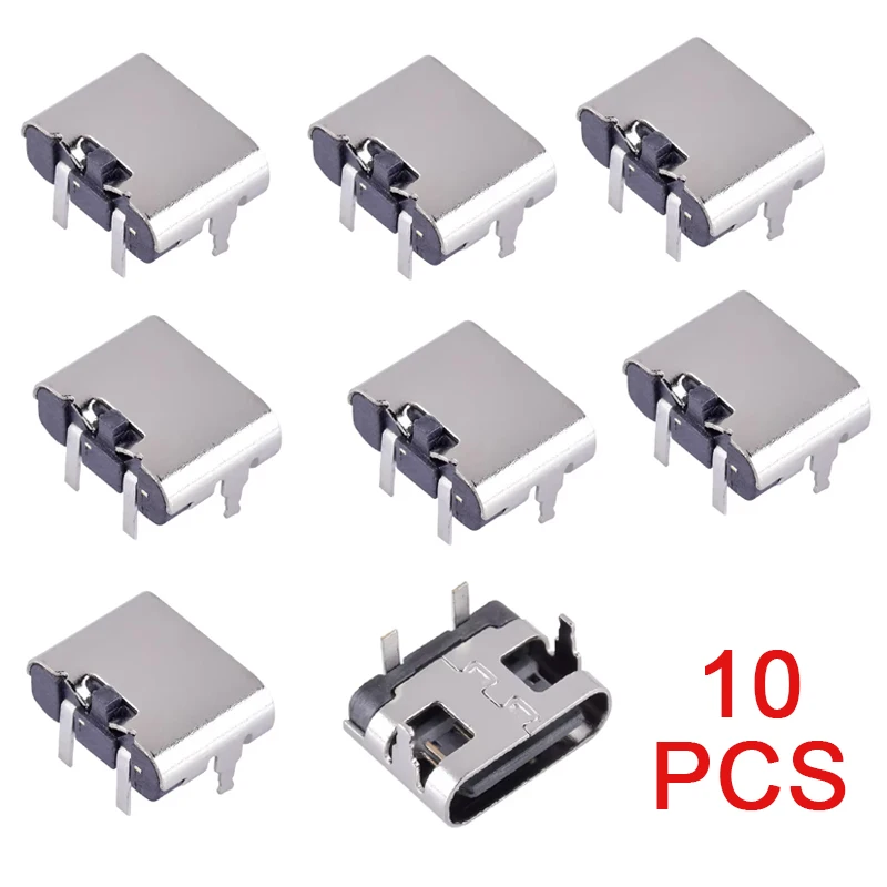 10Pcs 2 Pin Micro USB Type C Connector Socket USB 3.1 Type-C Female Power Jack Dock For Mobile Phone Charging Port
