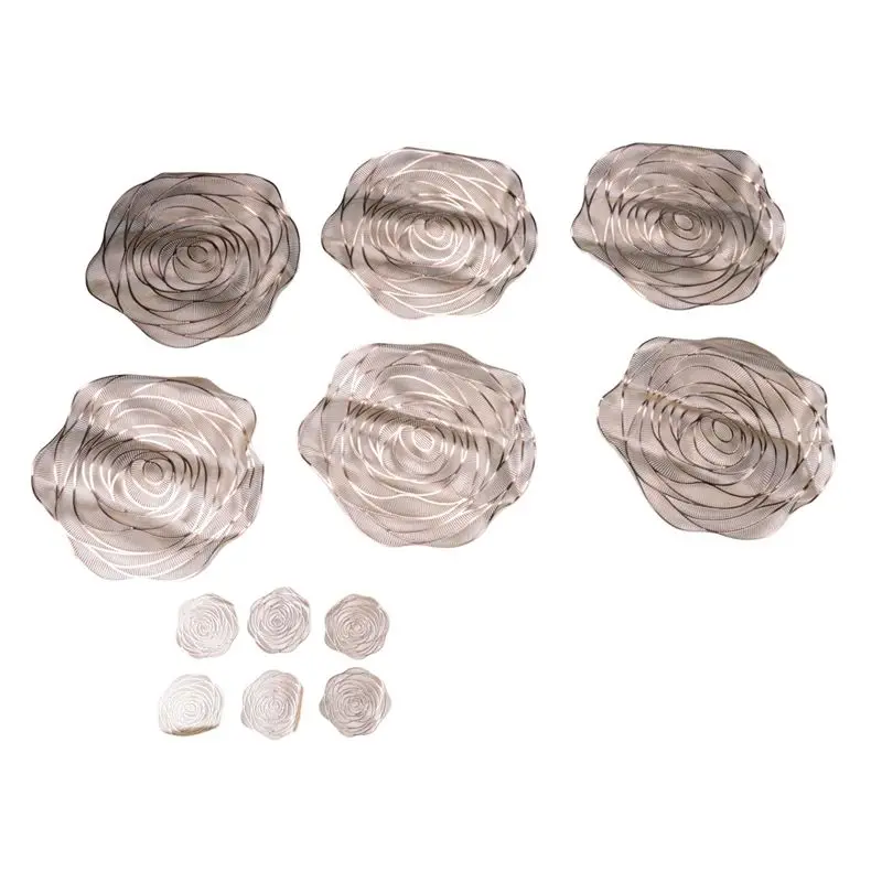 CMHI-Placemats And Coasters Set Of 6 Pressed Round Place Mats Coasters Dining Table Indoor Valentine Coasters