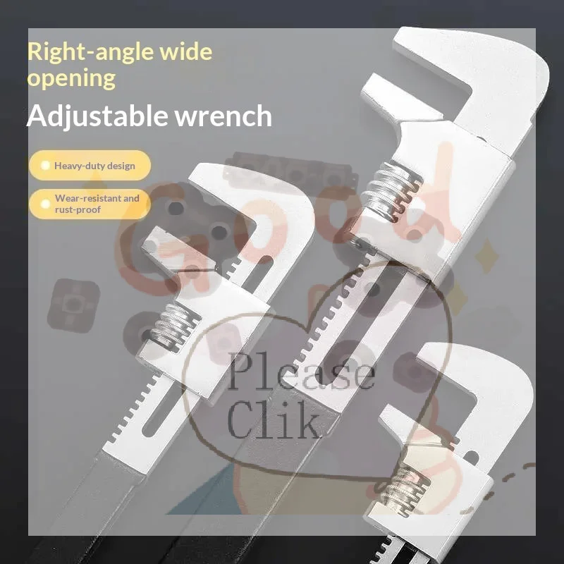 【HG】1pc F-type Right Angle Wrench Adjustable Spanner Pipe Wrenches Wide Jaw Opening Wrench F Type Wrench Movable