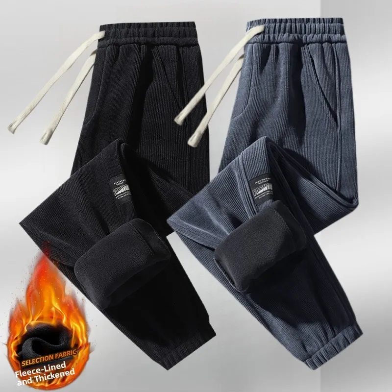 

Мужские вельветовые спортивные штаны на подкладке, спортивные спортивные штаны большого размера, осенне-зимние повседневные брюки, молодежный тренд Bla