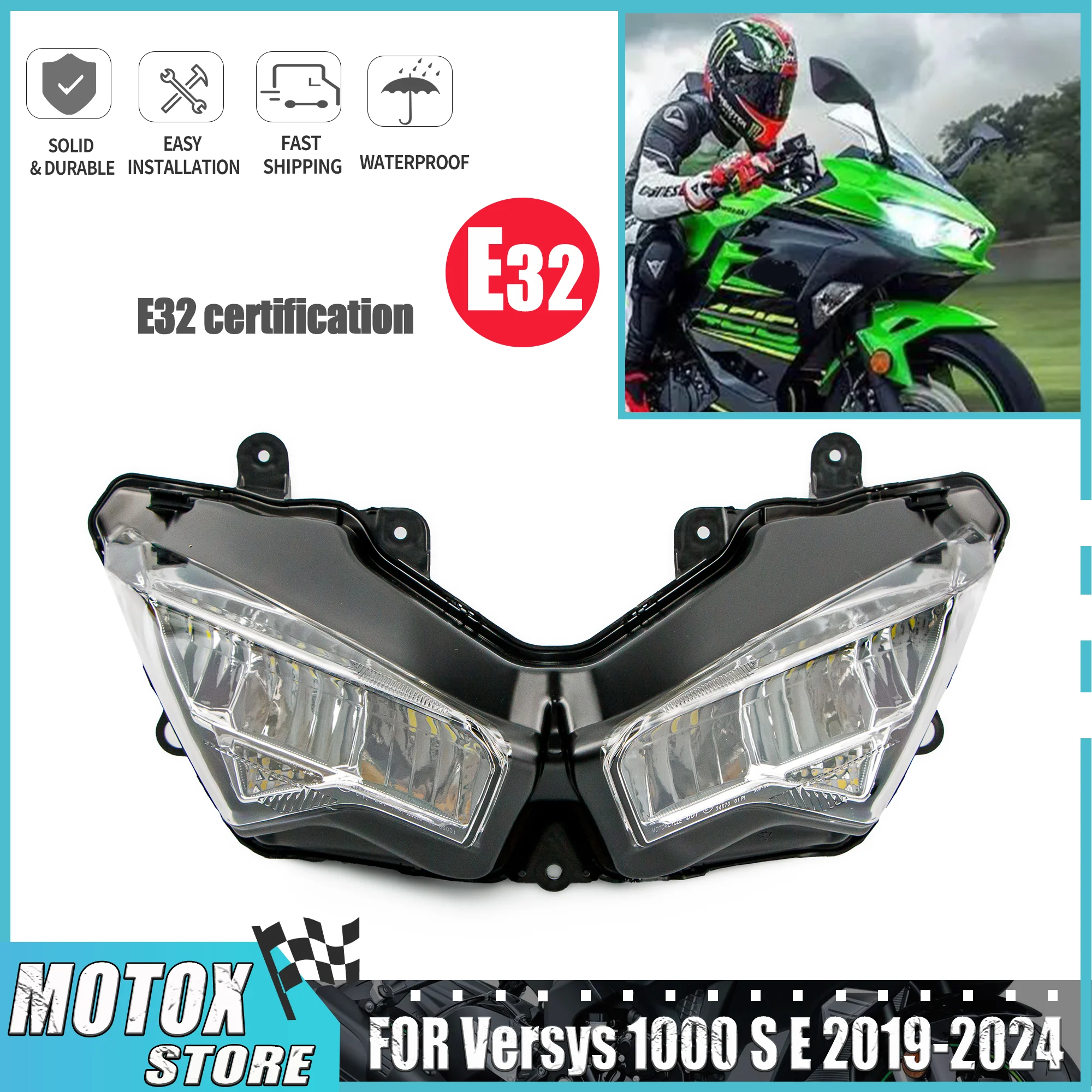 

Светодиодная фара подходит для Kawasaki Versys 1000 Versys 1000 S E 2019-2024, фара мотоцикла в сборе 2020 2021 2022 2023