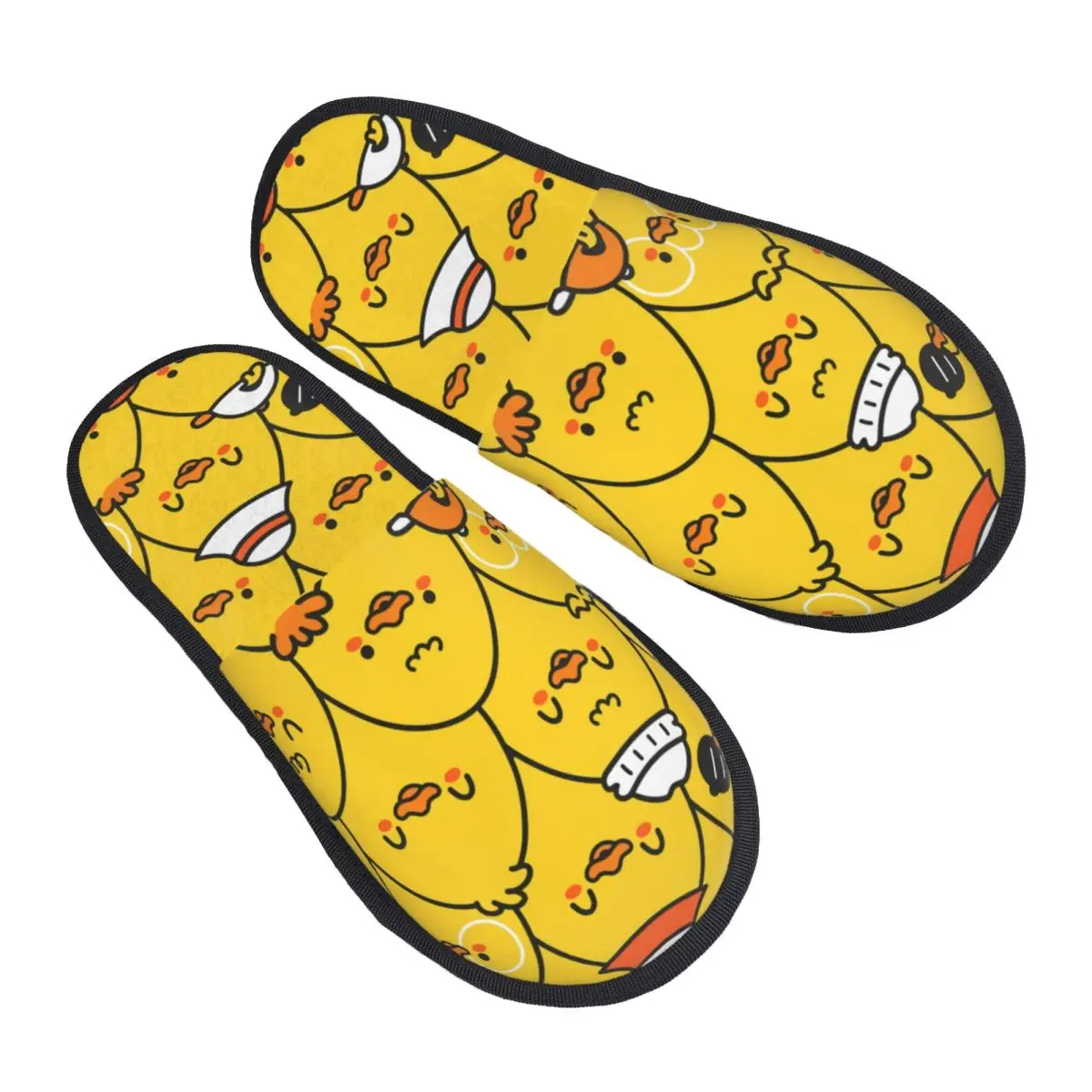 Custom Cute Funny Rubber Ducky Pattern Soft Memory Foam House Slippers Women Comfy Warm Anti-skid Sole Slipper