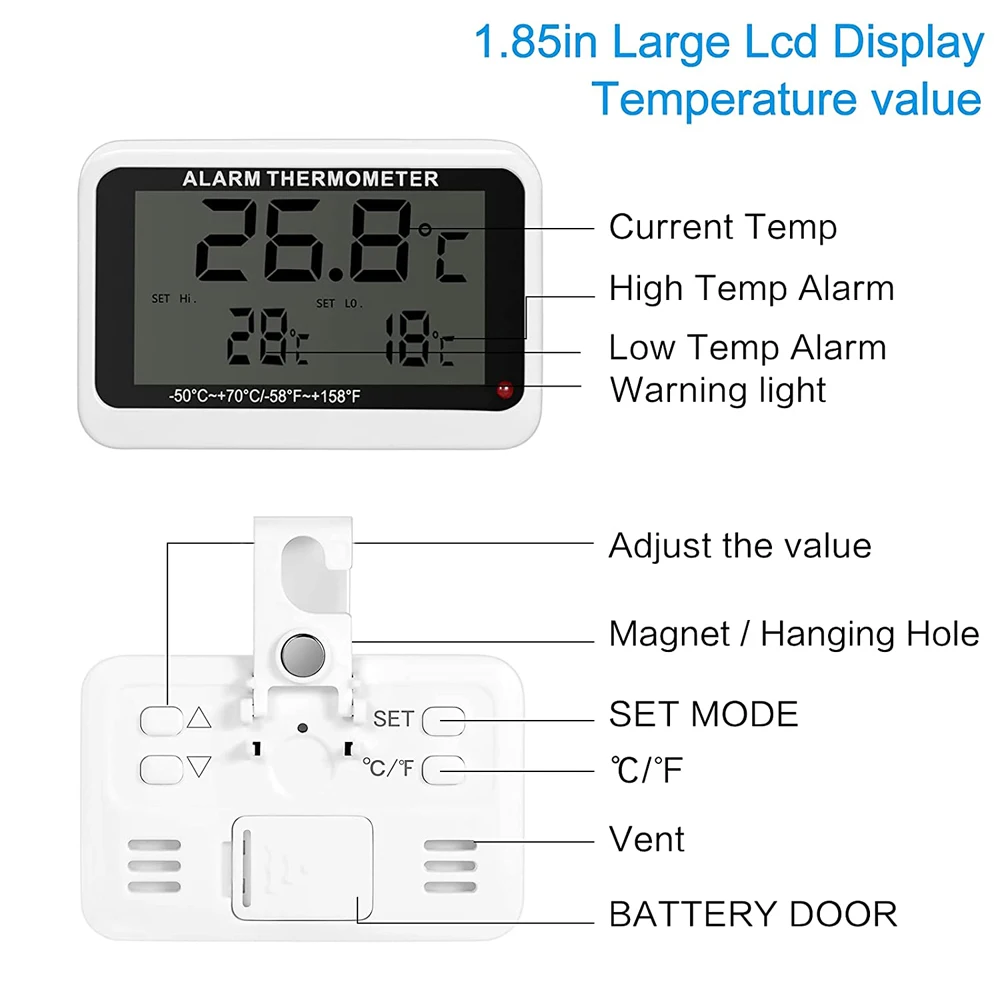 Mini Digital Thermometer Anti-humidity Electric Refrigerator Freezer Thermometer Alarm Temperature Meter Monitor