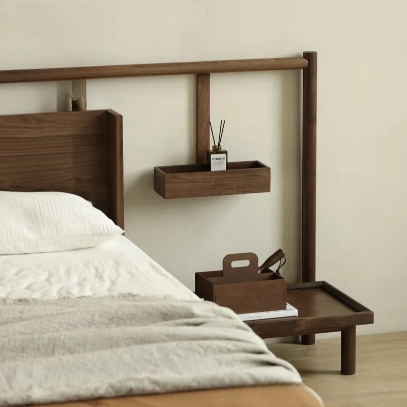 Solid wood bed 1.8 meters shelf, North American black walnut bed