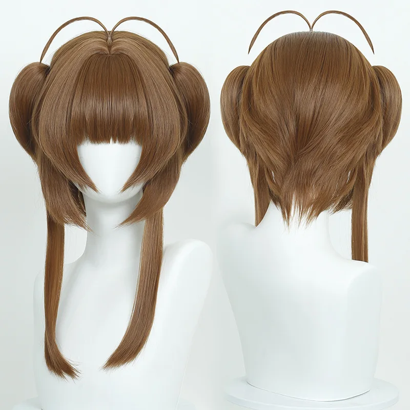 Magic Card Girl Sakura Cosplay Costume Wig Sakura Simulation Short Hair Halloween Carnival Theme Party Props for Women Girls