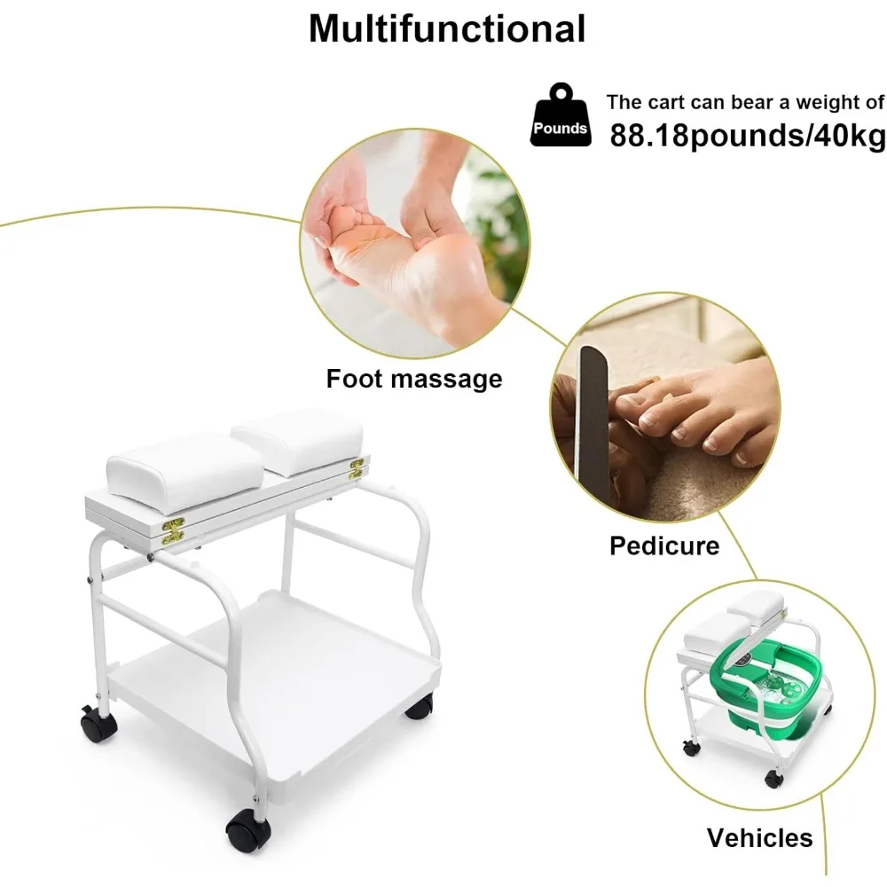 Beauty Salon Nail Or Foot Bath Spa Portable Esthetician Trolley Cart Foot Rest Pedicure Manicure Funiture Massage Table Salon