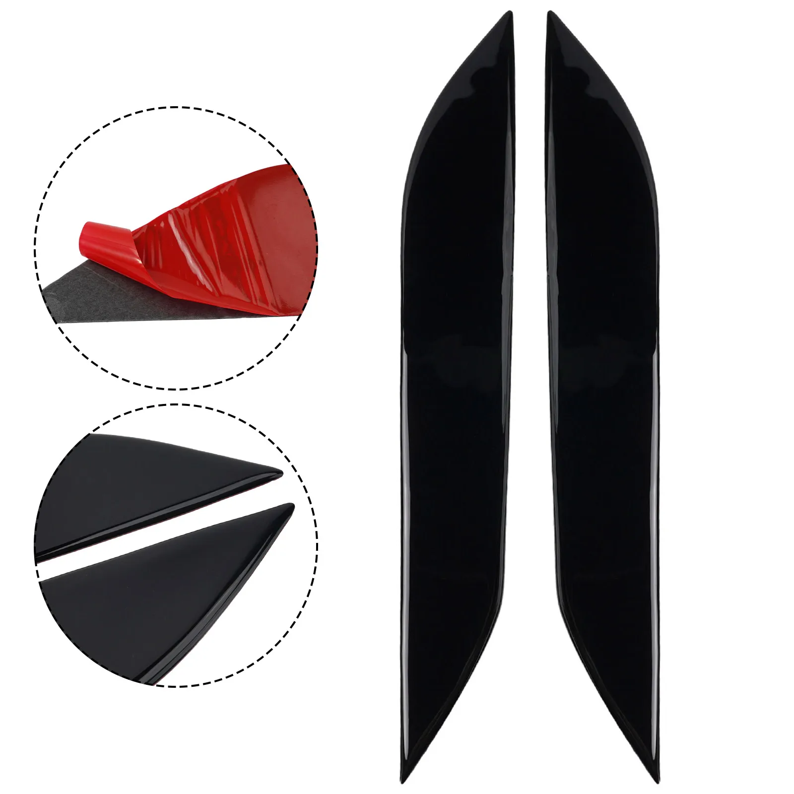 Front Headlight Eyebrow Trim 2Pcs for Nissan 350Z Z33 2006-2009 Black Plastic Lens Accent Sticker for Vehicle Restoration