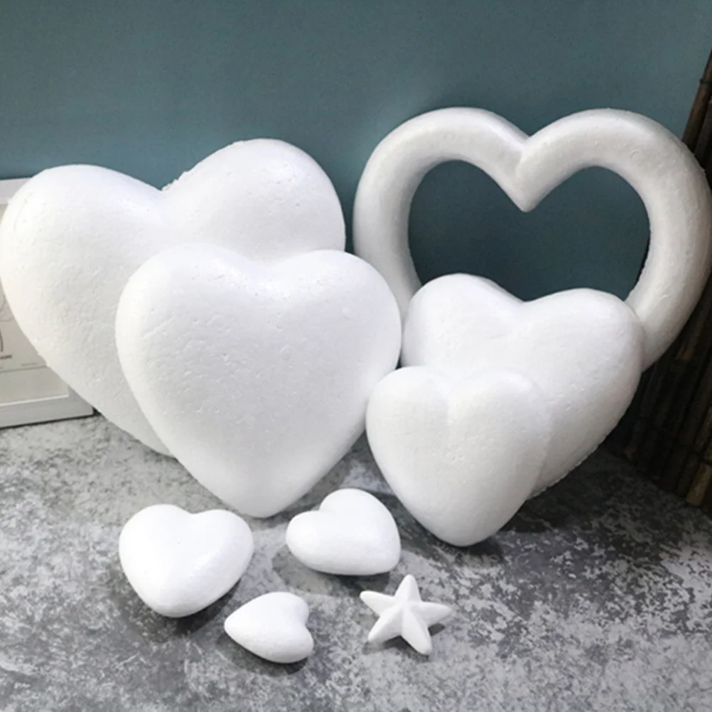 

12Pcs Craft Foam Heart Balls DIY Unpainted Foam Hearts for Wedding Decor Valentine's Day Creations Balls Valentine Ornaments