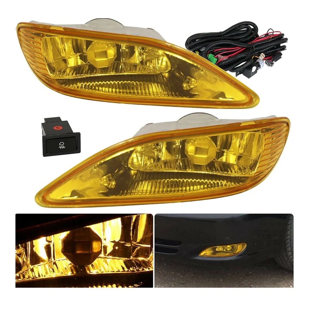 For Toyota Camry 2002-2004 Corolla 2005-2008 Amber Lens Front Fog Light Lamps with Halogen Bulb Harness 81220-AA011