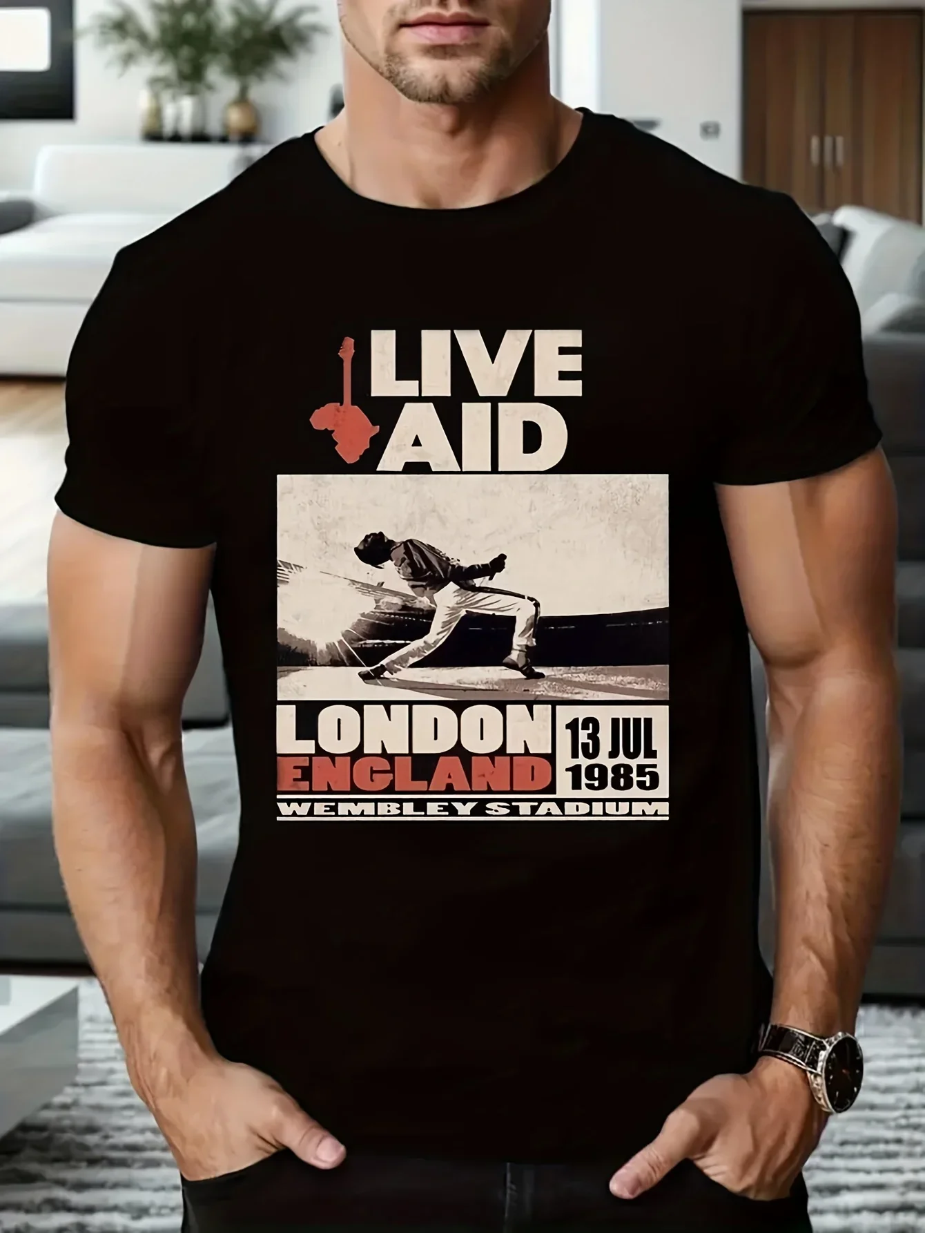 Live Aid 1985 Queen Футболка Мужская футболка Новые топы и футболки Мужская одежда Мужская футболка Аниме Мужская футболка с принтом B5022206