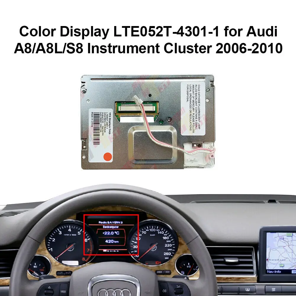 Color LCD Display LTE052T-4301-1 for Audi A8 A8L S8 Instrument Cluster Dashboard Pixel Repair Screen