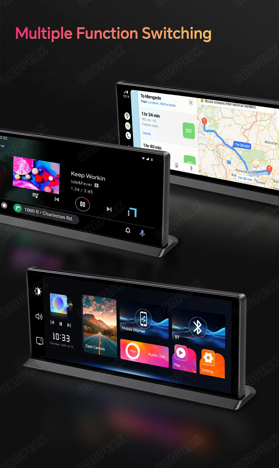 K2 Pro 11.3" Dash Cam 4K 2160P Car DVR Recording Carplay & Android Auto Wireless Connection 5G WiFi GPS Navigation Dashboard