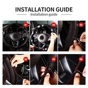 Braided car steering wheel cover, 38cm, 15 inches, needles and artificial leather line, soft, non -slip, automotive interior accessories kits 12 Main sales lining steering wheel - №1