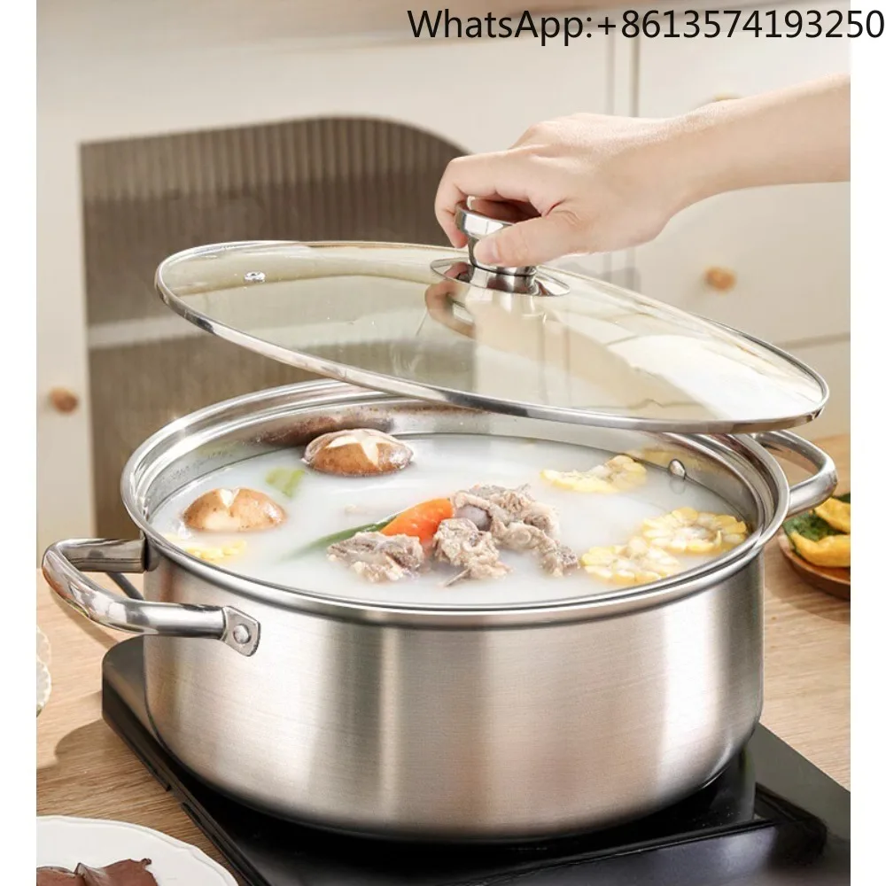 

Thickened food grade 316 stainless steel pot, short clear soup pot, special hot pot pot for household induction cooker