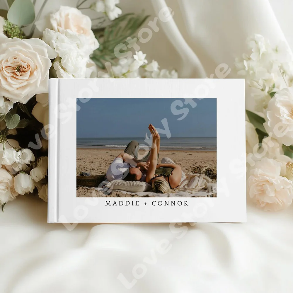 Livre d'or de mariage personnalisé avec couverture photo, album photo pour cadeaux d'invités, décorations de fiançailles, livre de messages, cadeaux de mariage