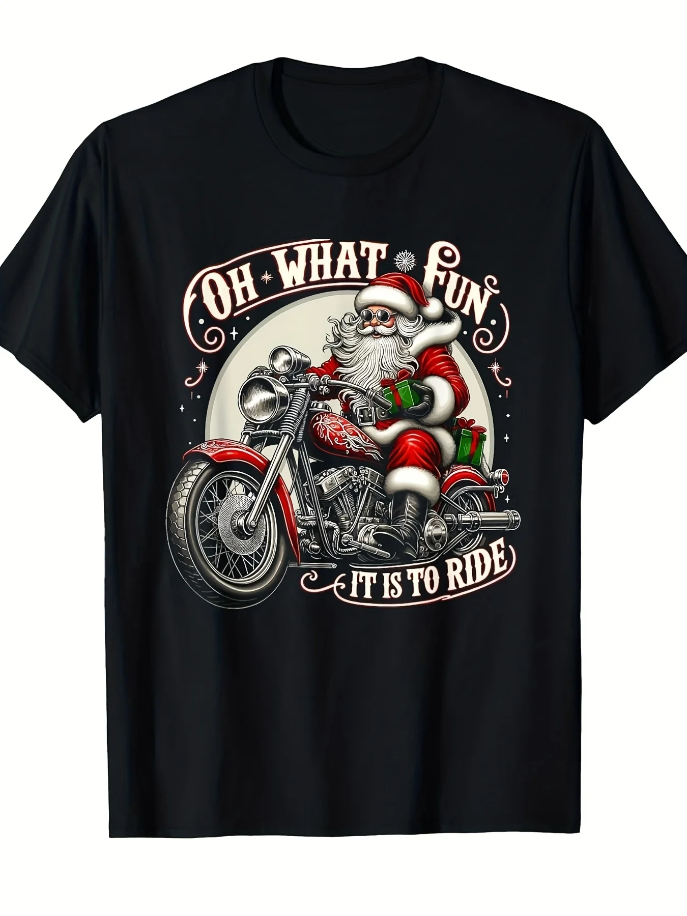 Men's Fun Motorcycle Santa Claus T-Shirt 